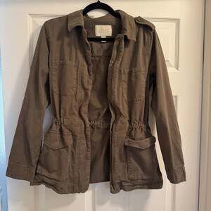 Nordstrom Hinge Utility Military Button Twill Jacket in Olive Green XS